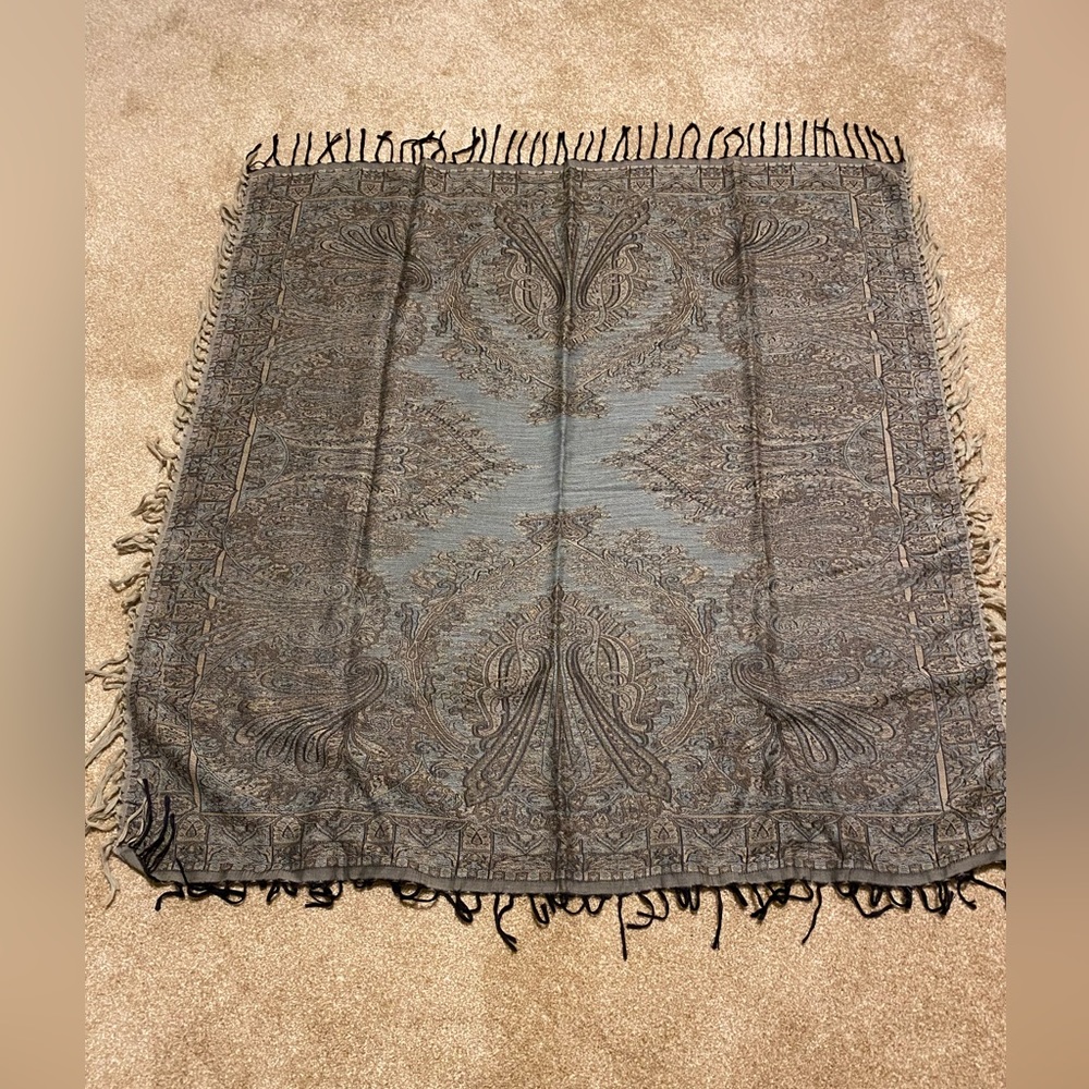 Silk scarf with fringe